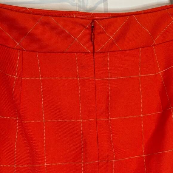 Pendleton Coral Orange Windowpane Plaid Wool Pencil Skirt 6 Petite - Picture 4 of 8